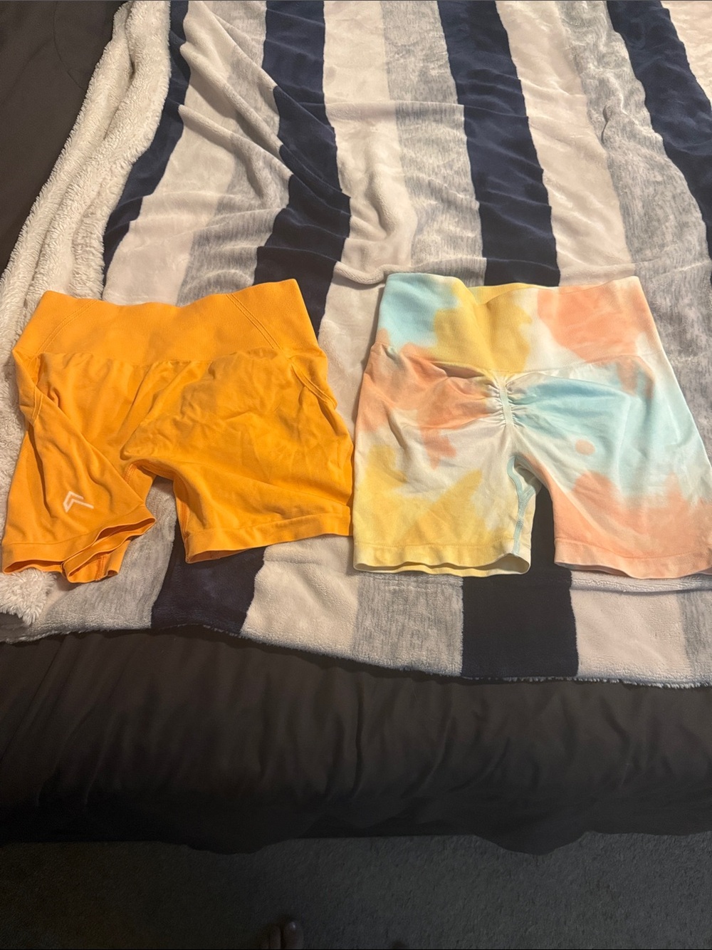 Orange & Pastel Tie-Dye Bike Shorts - Comfortable Stretch